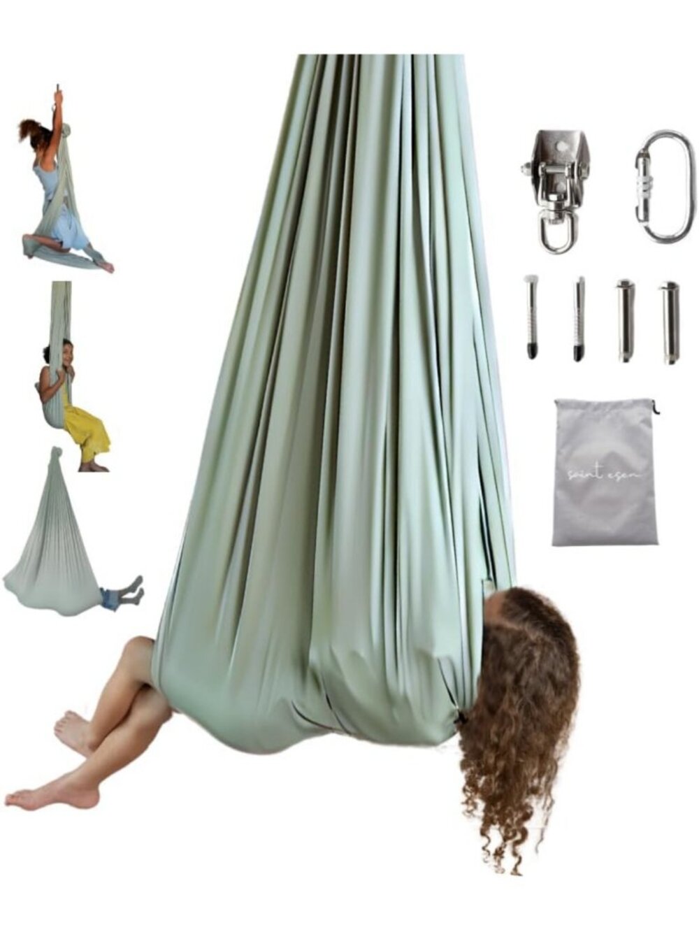 Sensory Swing for Kids & Adults - Indoor Hanging Hammock Chair in Sage Green